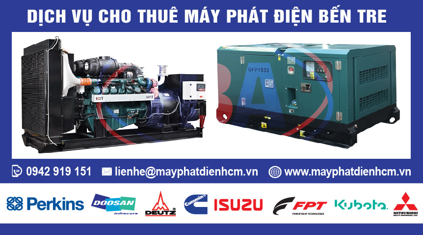 Cho thuê máy phát điện tại Bến Tre và các tỉnh thành lân cận